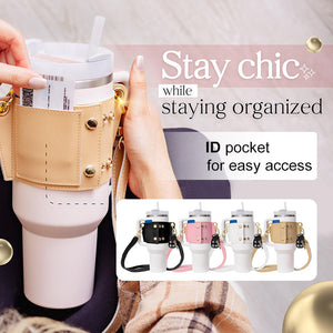 Elevate Your Hydration Game with Our PU Leather Water Bottle Shoulder Strap Handle