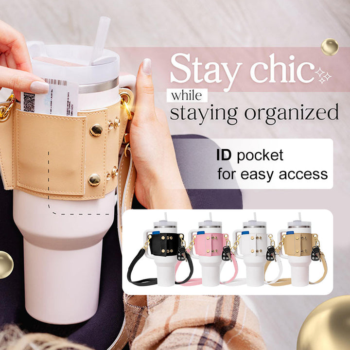 Elevate Your Hydration Game with Our PU Leather Water Bottle Shoulder Strap Handle