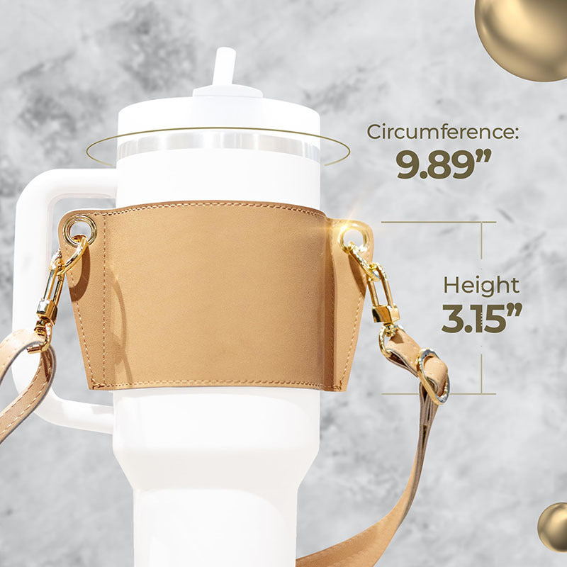 Elevate Your Hydration Game with Our PU Leather Water Bottle Shoulder Strap Handle
