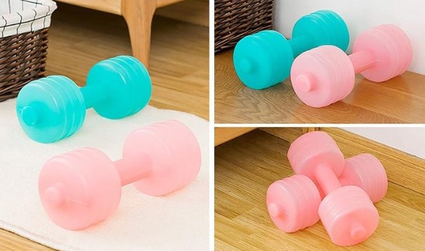 Water Fillable Plastic Dumbbells For Women’s Fitness Training
