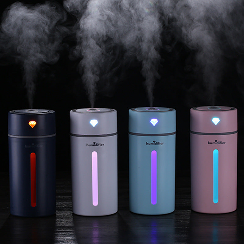 Diamond-Shaped Car Humidifier With Colorful Light And Aroma Diffuser