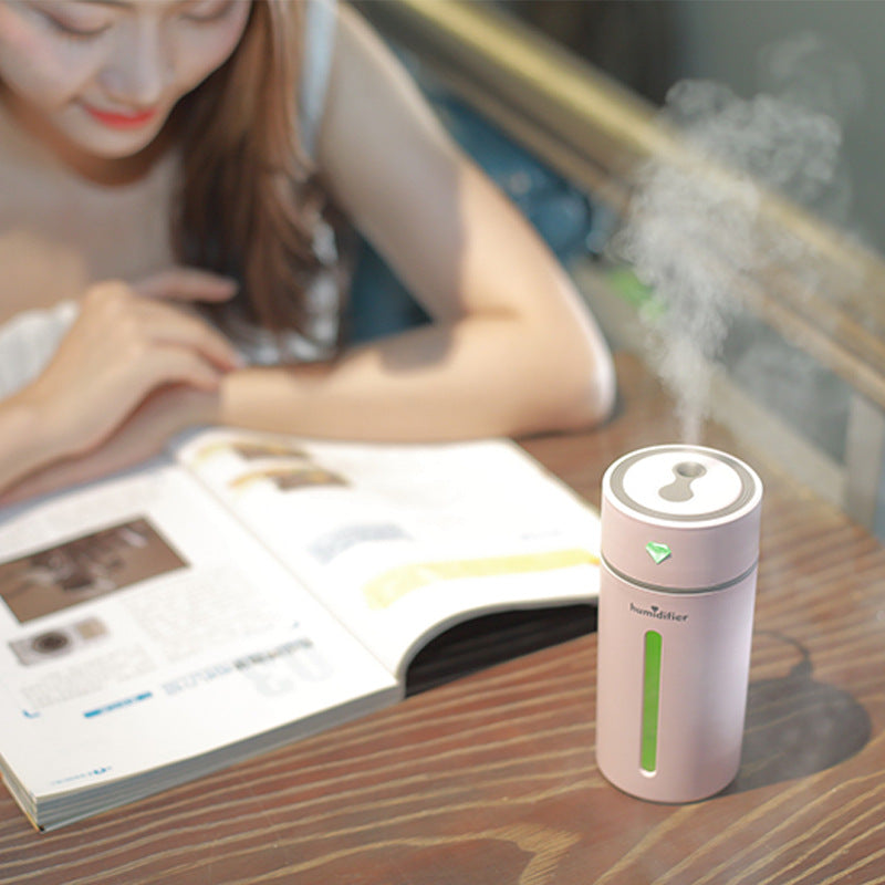 Diamond-Shaped Car Humidifier With Colorful Light And Aroma Diffuser