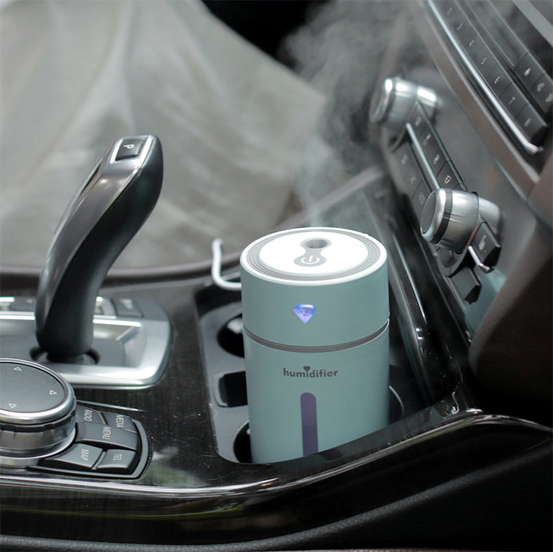 Diamond-Shaped Car Humidifier With Colorful Light And Aroma Diffuser