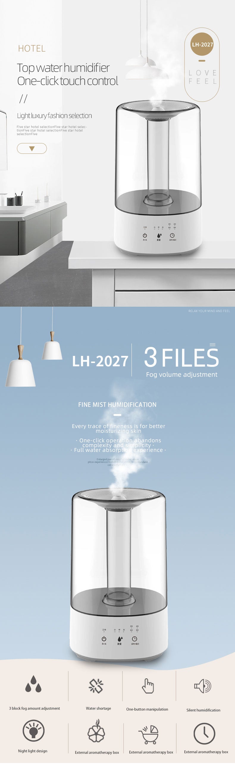 Ultrasonic Home And Office Humidifier With Colorful Aromatherapy