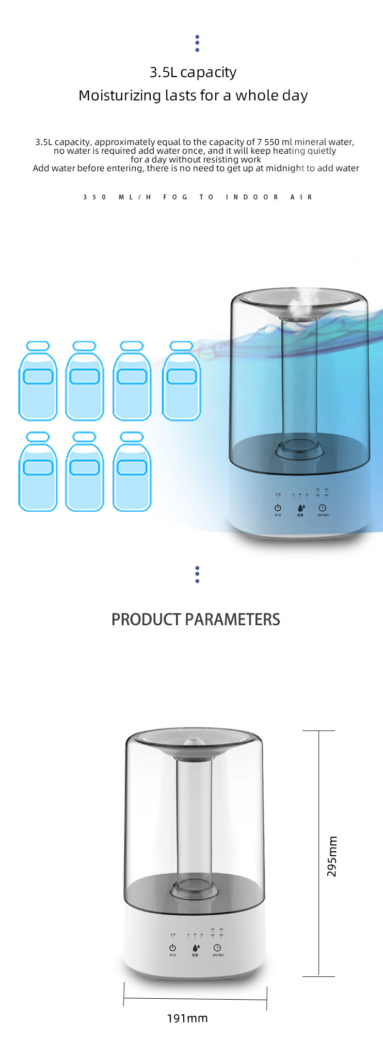 Ultrasonic Home And Office Humidifier With Colorful Aromatherapy