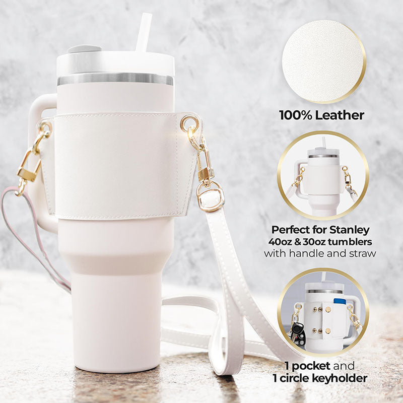 PU Leather Water Bottle Shoulder Strap Handle