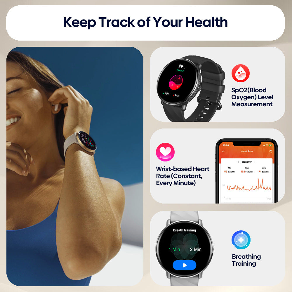Women’s Smart Watch With Fitness Tracking And 316L Stainless Steel Display