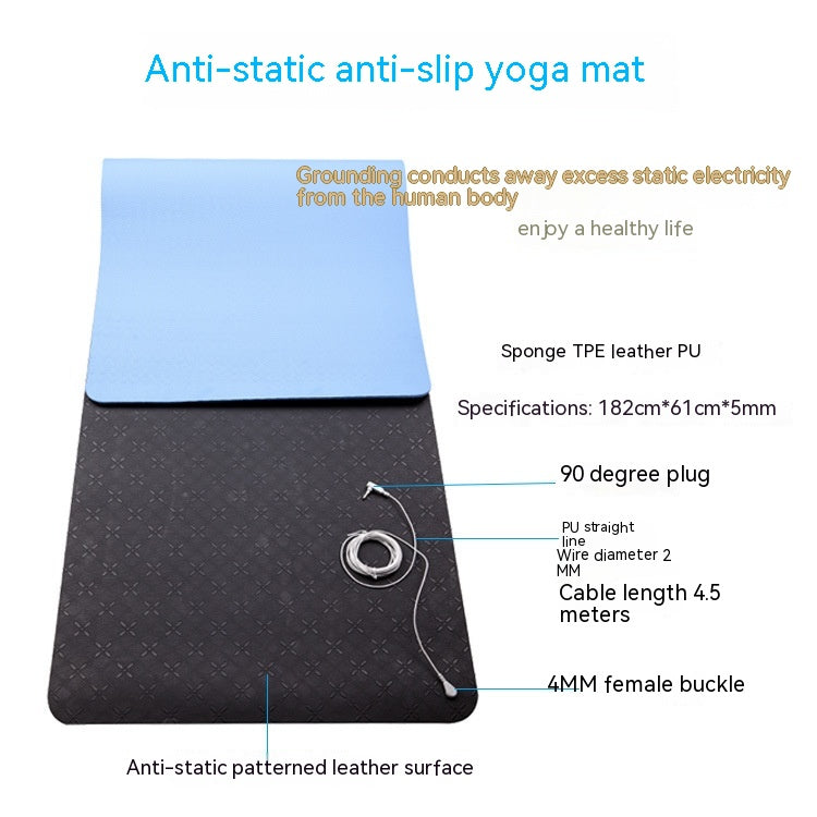 Conductive Grounding Yoga Mat With Non-Slip PU Surface And Wire