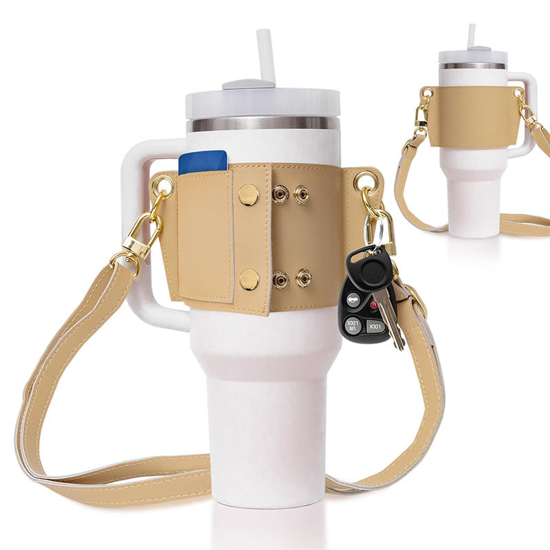 PU Leather Water Bottle Shoulder Strap Handle