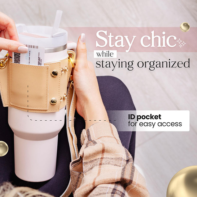PU Leather Water Bottle Shoulder Strap Handle
