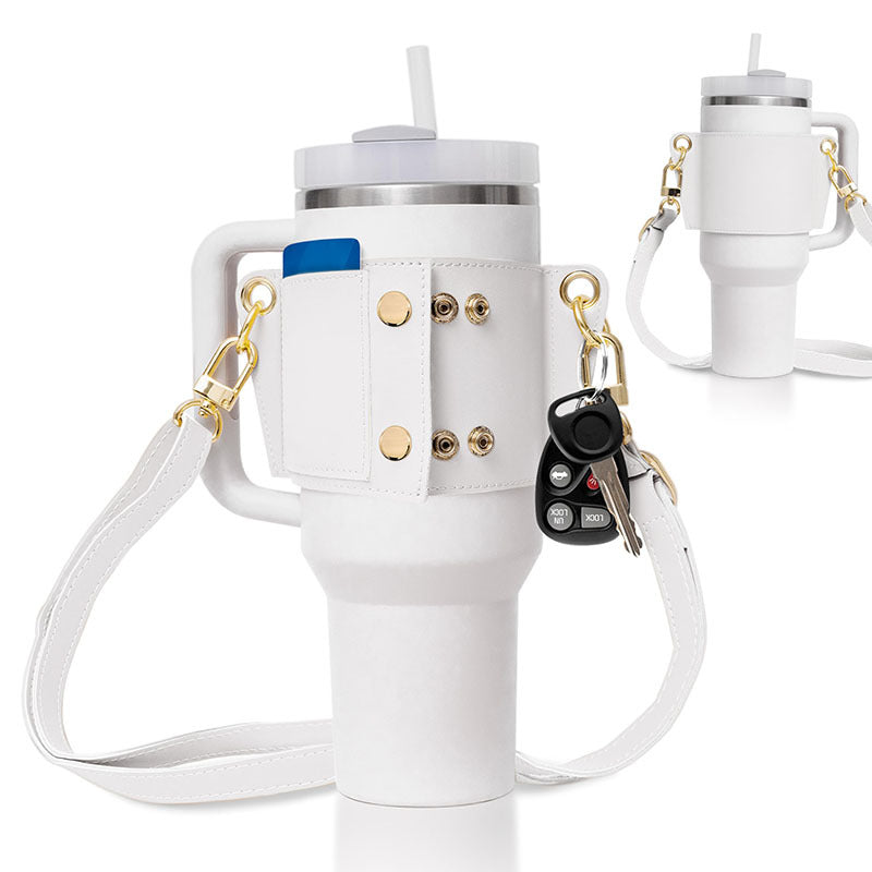 PU Leather Water Bottle Shoulder Strap Handle
