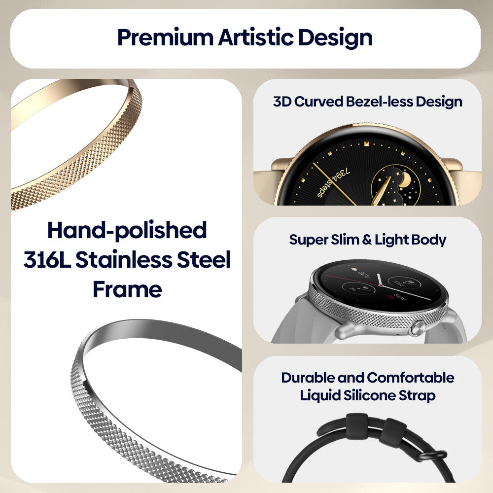 Women’s Smart Watch With Fitness Tracking And 316L Stainless Steel Display